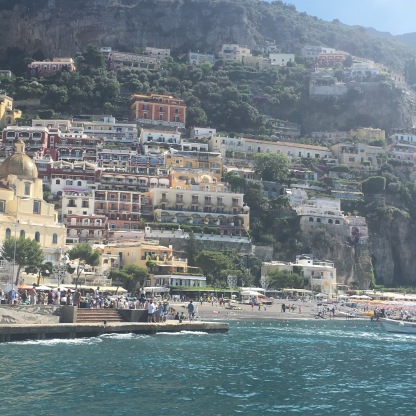 View of Positano from our ferry ride to Capri.